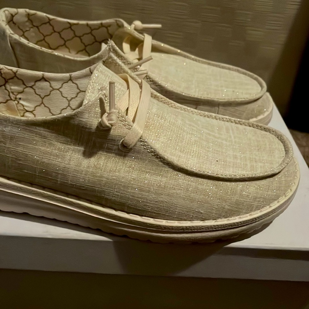 Gold Hey Dudes size 7